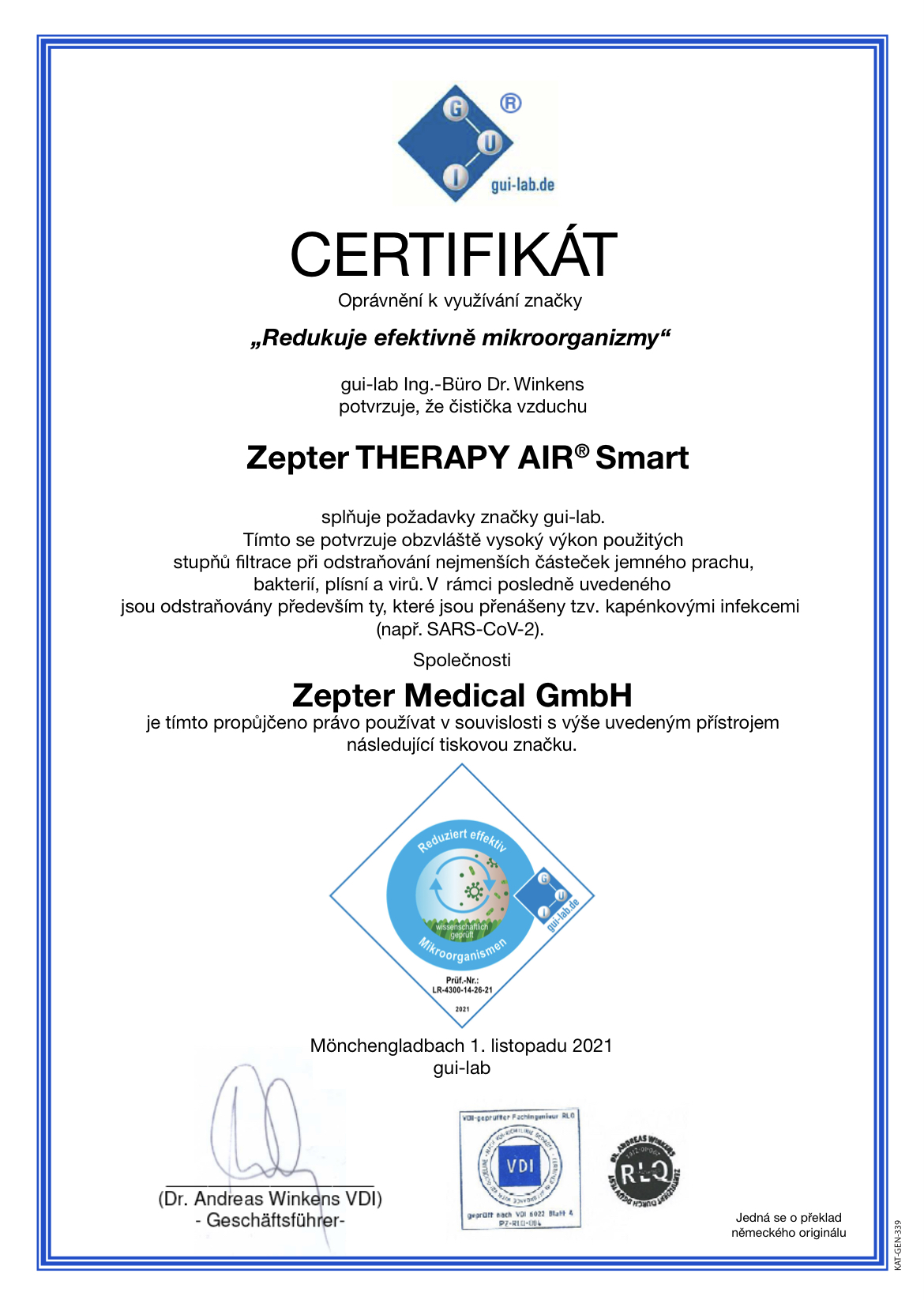 certifikat cisticka proti koronaviru